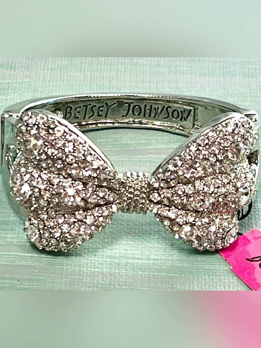 Betsey Johnson Silver Crystal Bow Bracelet New With Tags